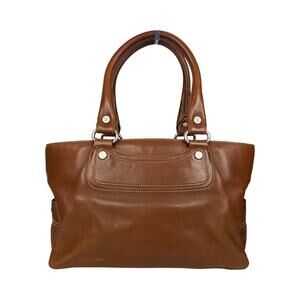 CELINE Brown Leather Tall Satchel Tote Bag CE00/13 Bougie Era Made in Italy